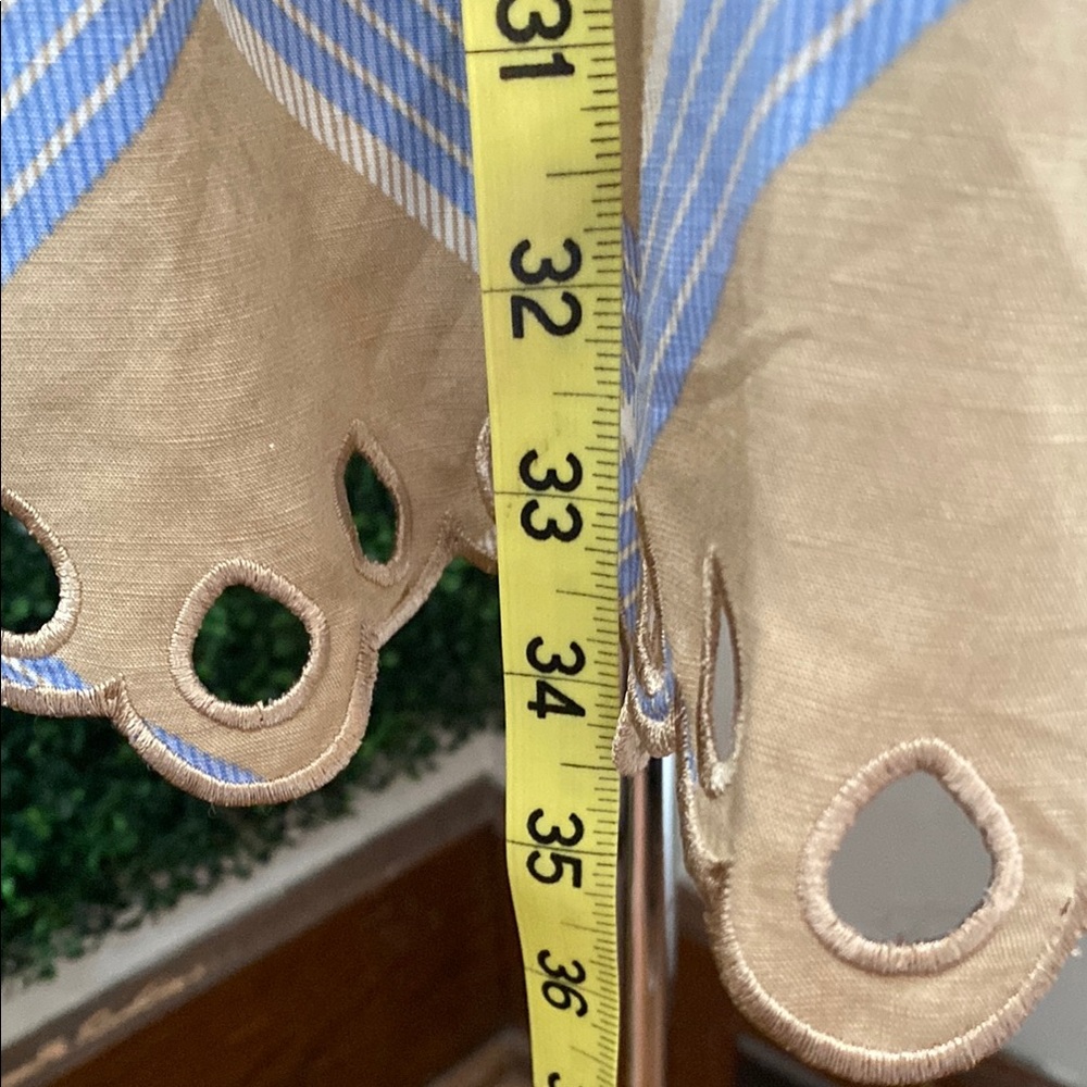 En Saison Tan and Light Blue Plaid Tiered Eyelet Hem Dress - Picture 7 of 10